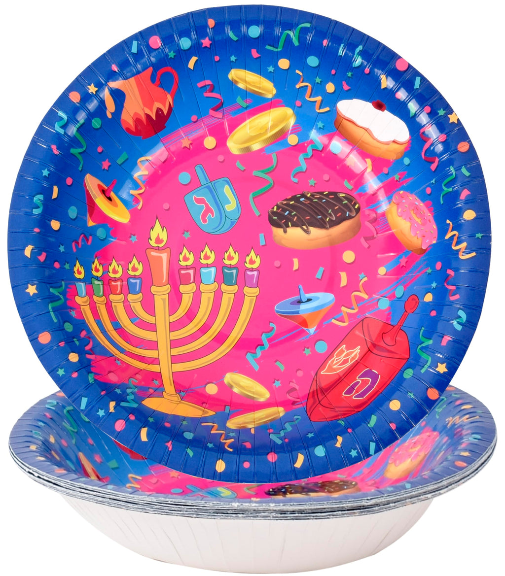 Izzy 'n' Dizzy Hanukkah Plates - Hanukkah Paper Goods - Serves 10 (Bowls)