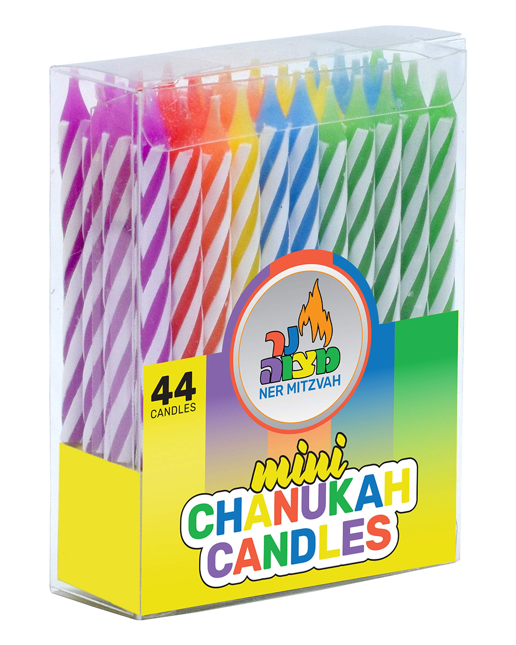 Ner Mitzvah Mini Hanukkah / Birthday Candles (Pack of 44) - Multicolor