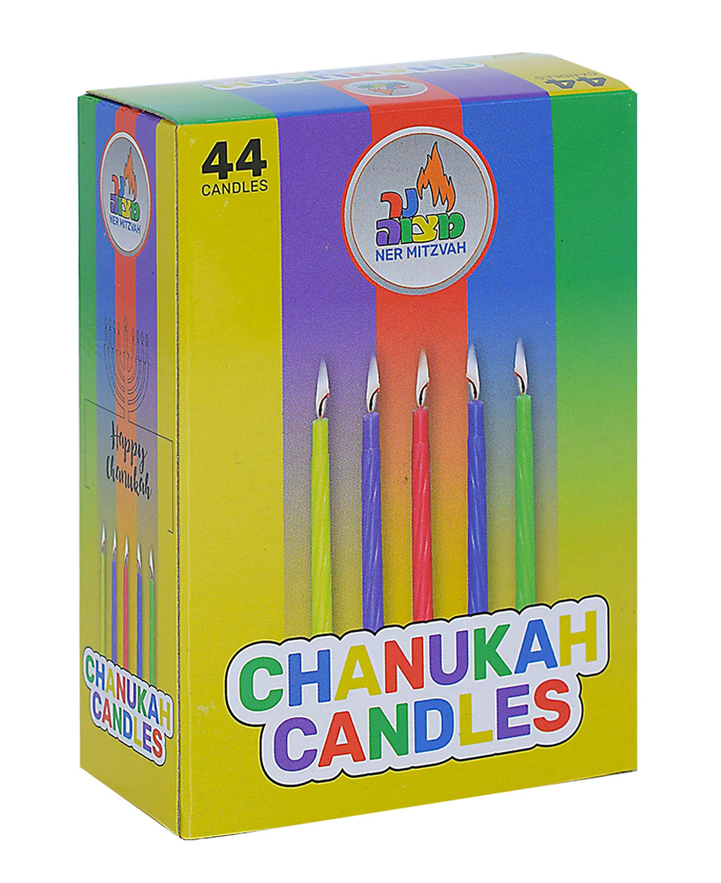 Ner Mitzvah Hanukkah Menorah Candles Dreidels, Chanukah Guide Complete Set - Metal, Standard Version