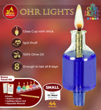 Ner Mitzvah Hanukkah Colored Ohr Lights, Pre-Filled Oil Candles - Small Size, 44 per pk. Burns Aprox. 1 1/2 Hrs