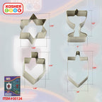 The Kosher Cook Hanukkah Cutters and Stainless Steel Chanukah Cookie Cutters, 4 Piece Set