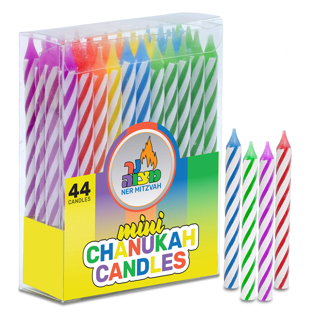 Ner Mitzvah Mini Hanukkah / Birthday Candles (Pack of 44) - Multicolor