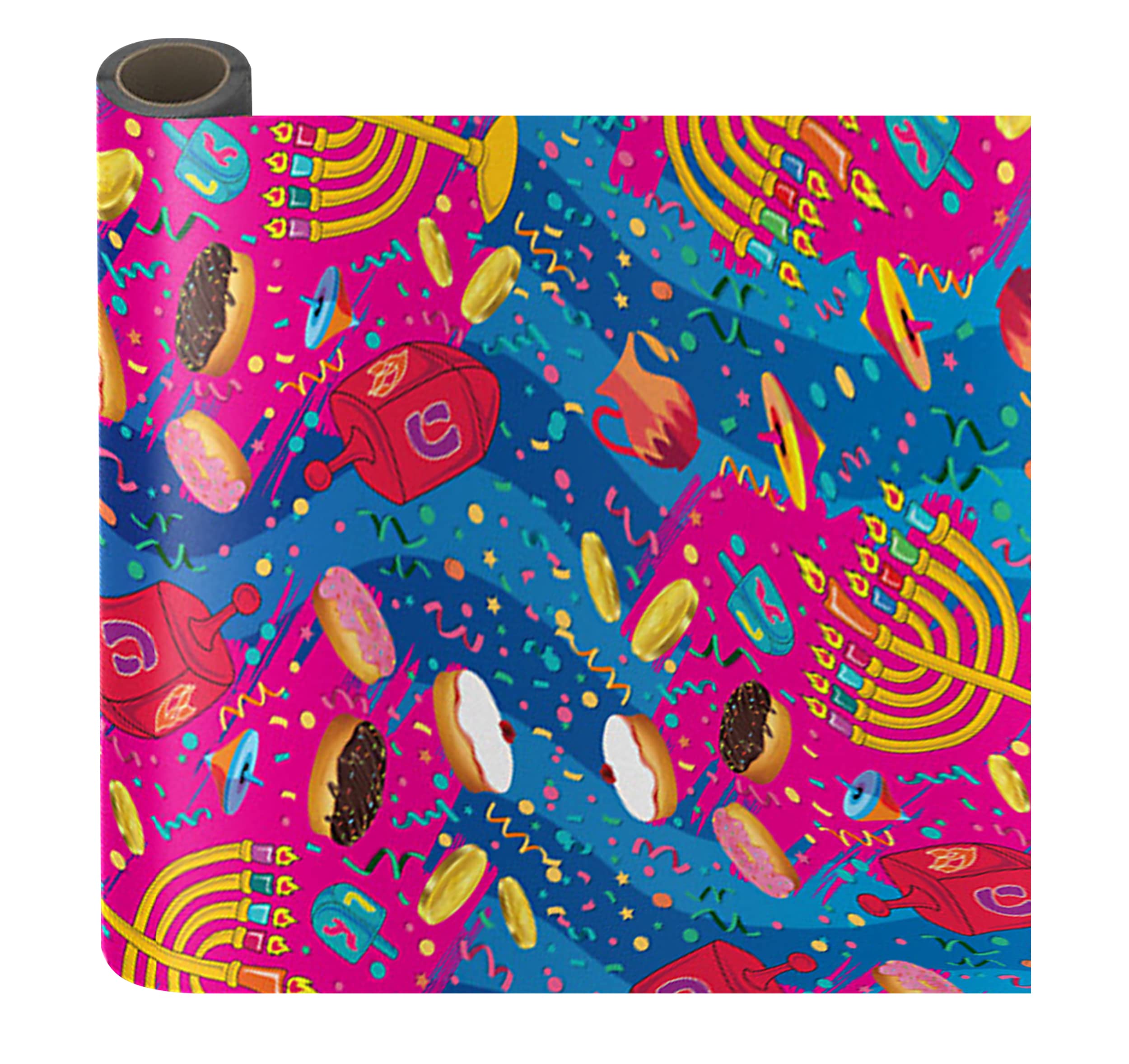 Izzy 'n' Dizzy Hanukkah Wrapping Paper - Multicolored Gift Wrap - 17 Inch x 144 Inch - Chanukah Gift Wrap - Multicolored Print