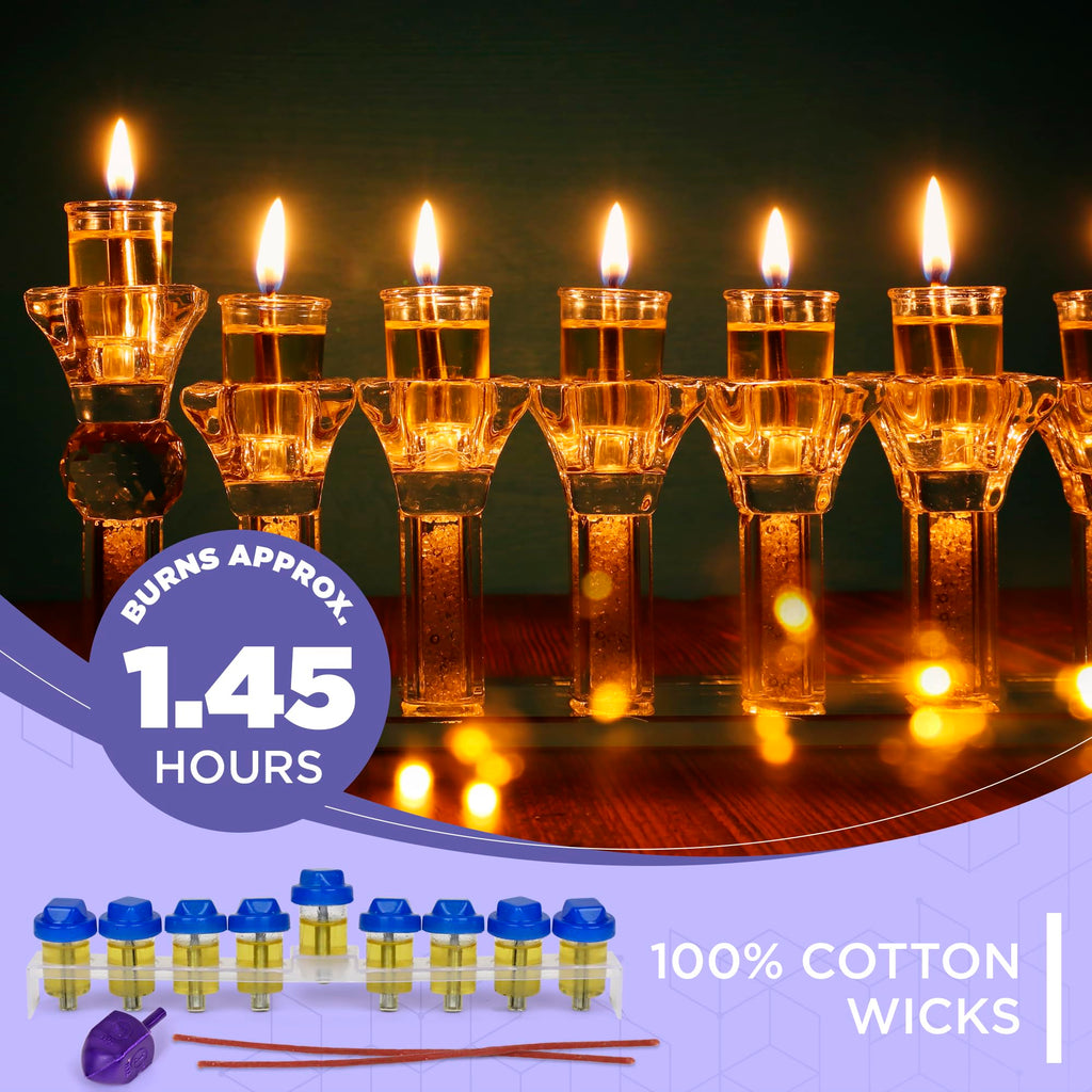 Vehaer 44 Prefilled Cups, 1.45 Burn, Hanukkah, Chanukah Oil, Olive Oil Ready to Use, Fits Most Menorah, FIts Candle Menorahs (Liquid Oil Small)