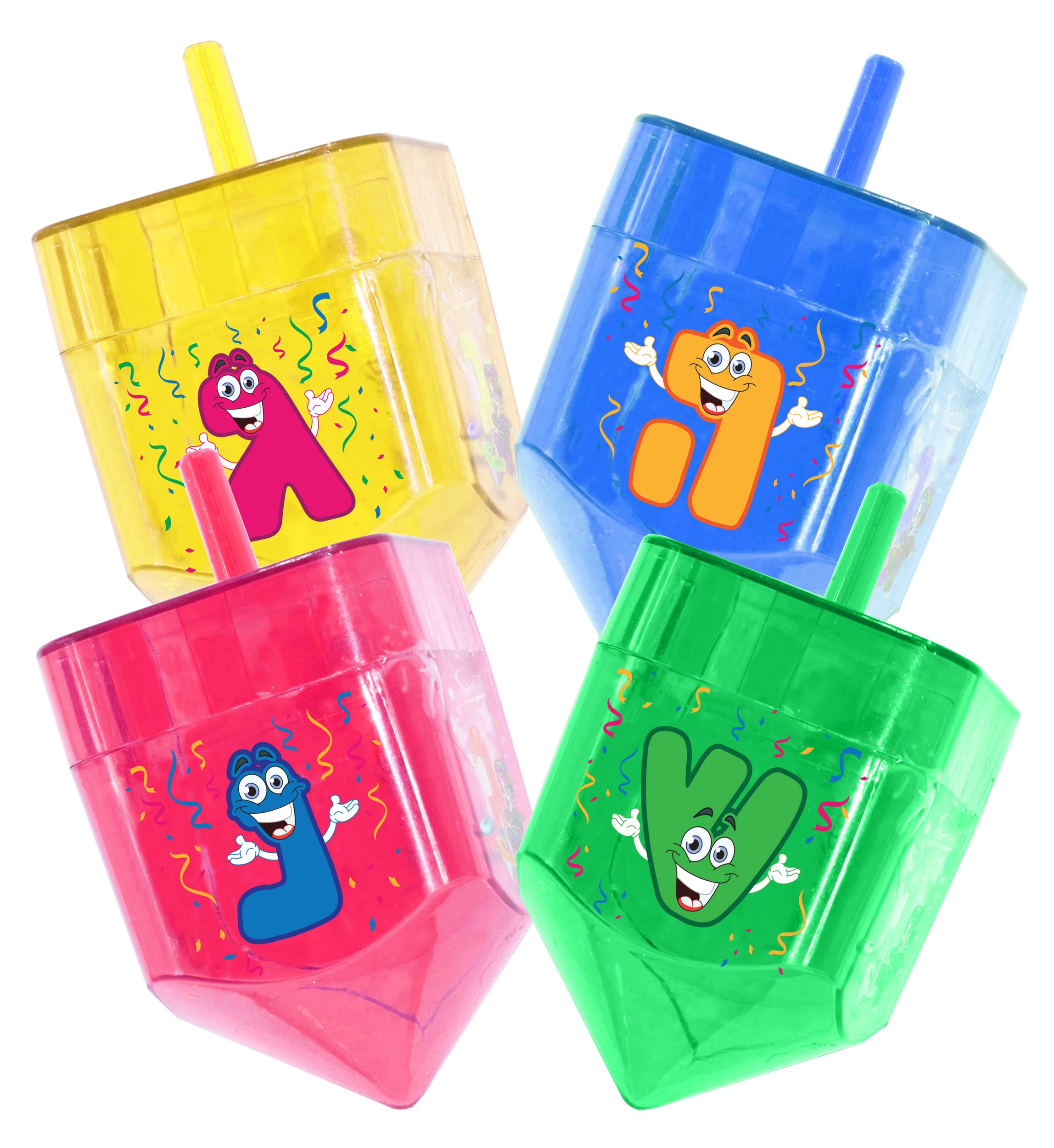 Izzy 'n' Dizzy 4 Pack Fillable Dreidels - Great for Chocolate Coins and Candy - Small
