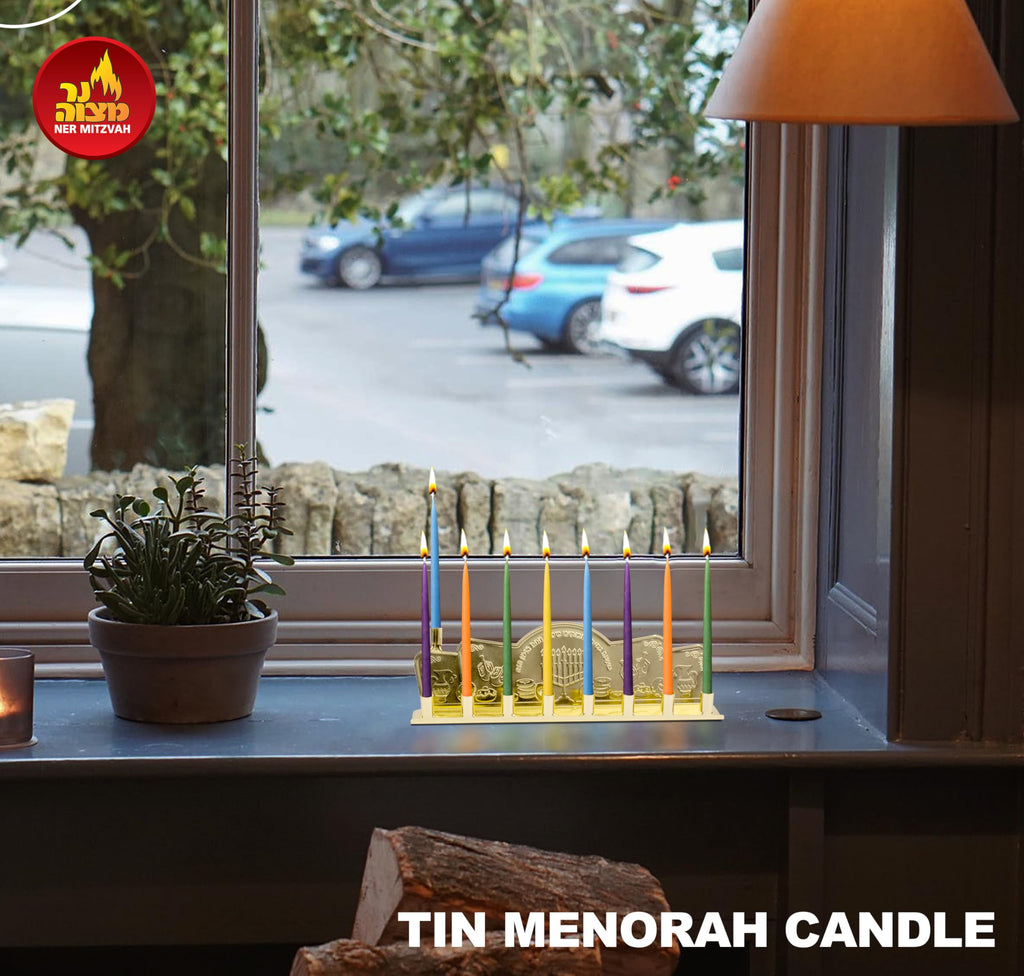 Ner Mitzvah Bulk Tin Candle Menorah - 25 Pack - Fits All Standard Chanukah Candles - Gold