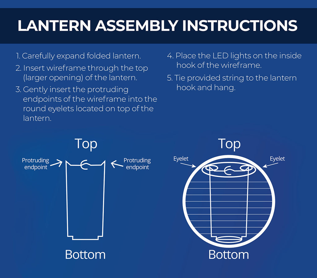 Izzy 'n' Dizzy Happy Hanukkah LED Hanging Lanterns Set - 6 Blue Paper Lanterns with LED Lights - Chanukah Decor