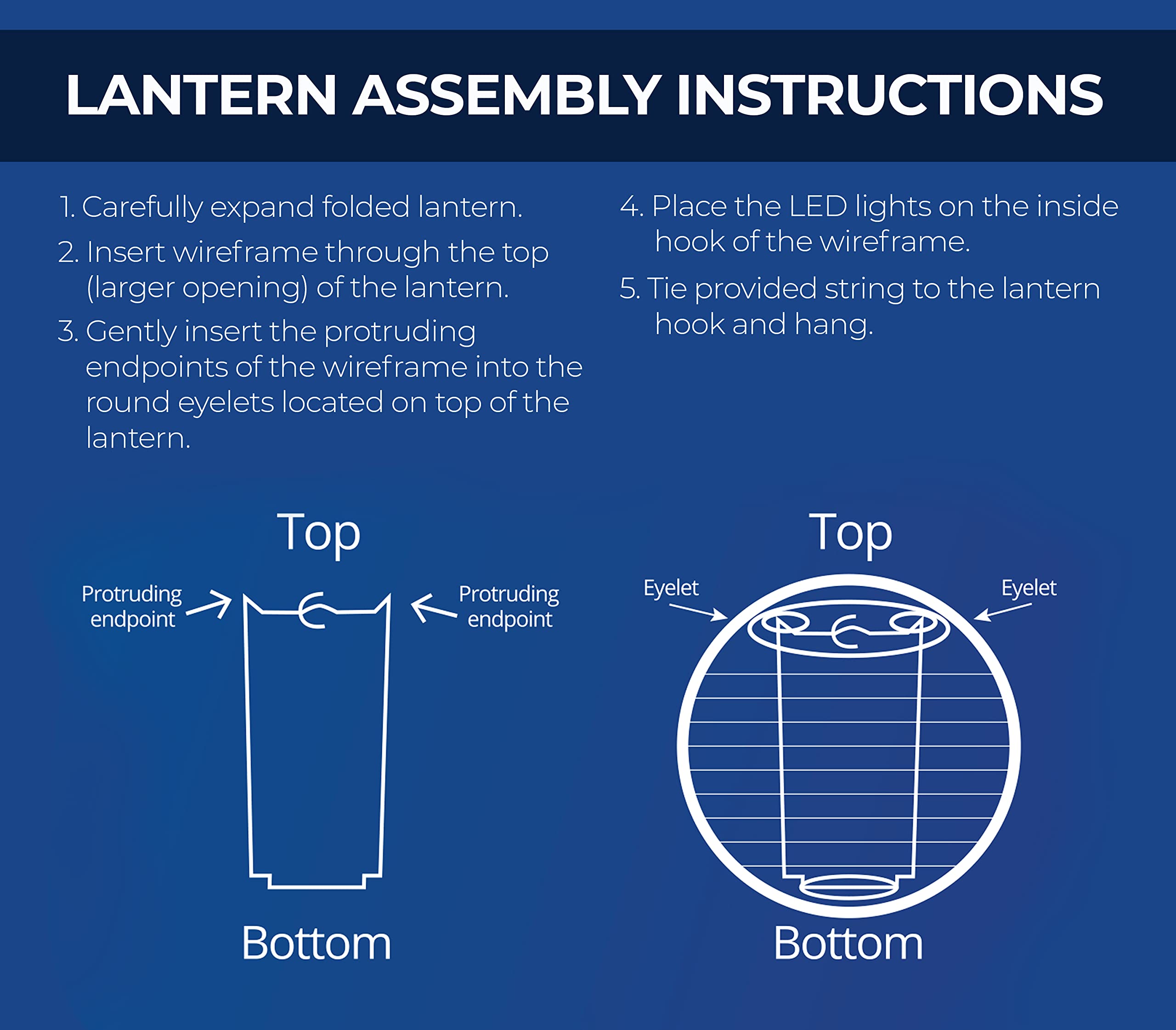 Izzy 'n' Dizzy Happy Hanukkah LED Hanging Lanterns Set - 6 Blue Paper Lanterns with LED Lights - Chanukah Decor