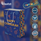 The Hanukkah Company - 2 Pack Blue Gift Bags - 12 Inch x 15 Inch - Hanukkah Designs