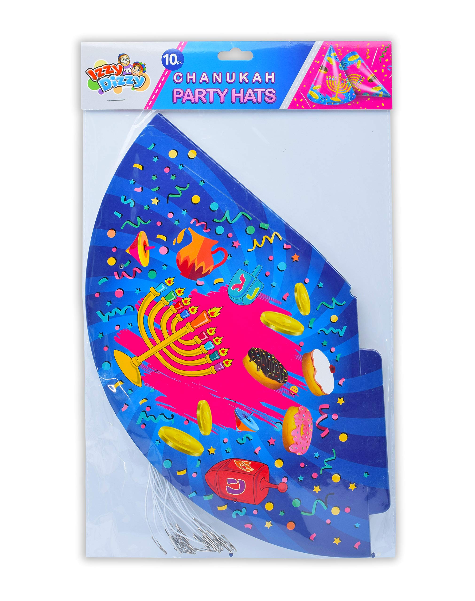 Izzy 'n' Dizzy Hanukkah Party Hats - Hanukkah Paper Goods - 10 Pack