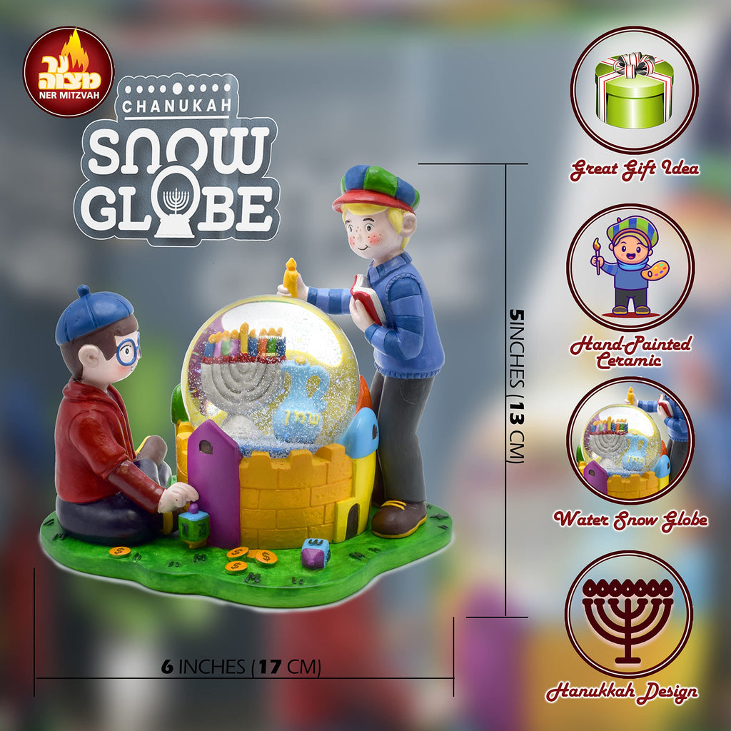 Hanukkah Snow Globe - Hanukkah Decorations for Home - Holiday Snow Globes for Chanukah Decorations - Kids Snow Globe