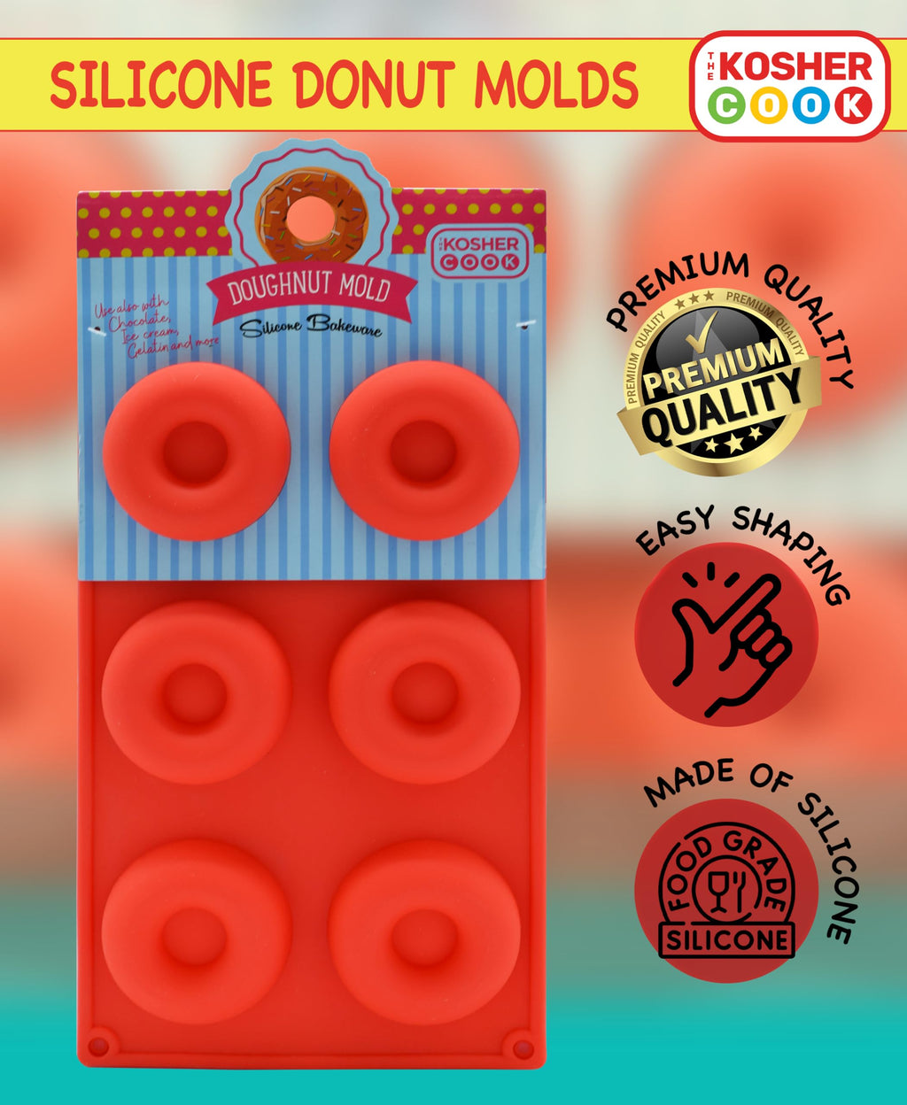 Silicone Donut Molds for Baking, Freezing, Candy, Ice Cubes, Chocolate and More - Oven and Freezer Safe - Chanukah Donut Mold Silicone Bakeware - The Kosher Cook