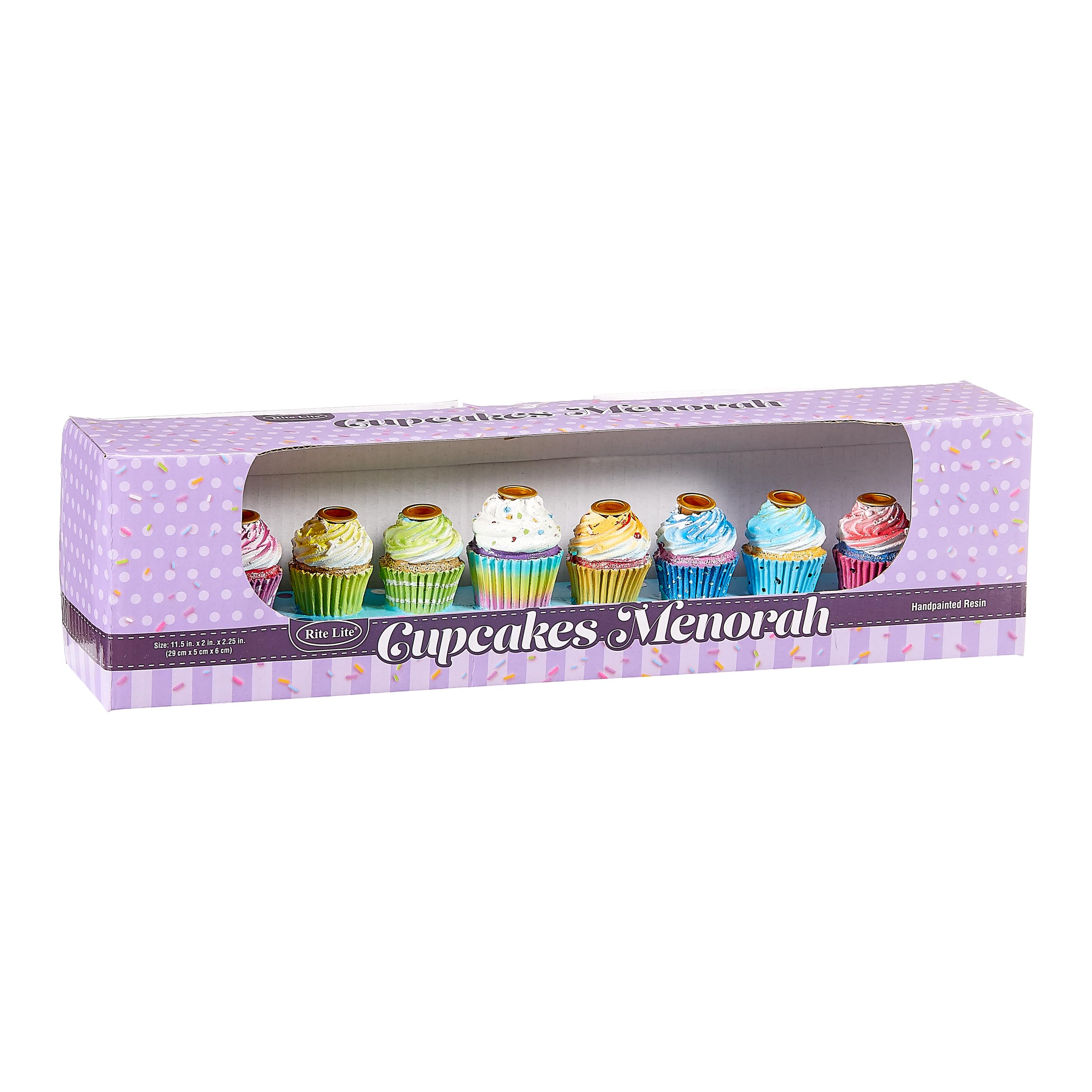 Rite Lite Chanukah Hand Painted Resin Cupcakes Menorah 11.50" Hanukkah Menorah