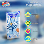 Izzy 'n' Dizzy Hanukkah Tablecloth Plastic - Hanukkah Paper Goods - 55" x 92" - Blue and White Chanukah Themed Party Supplies