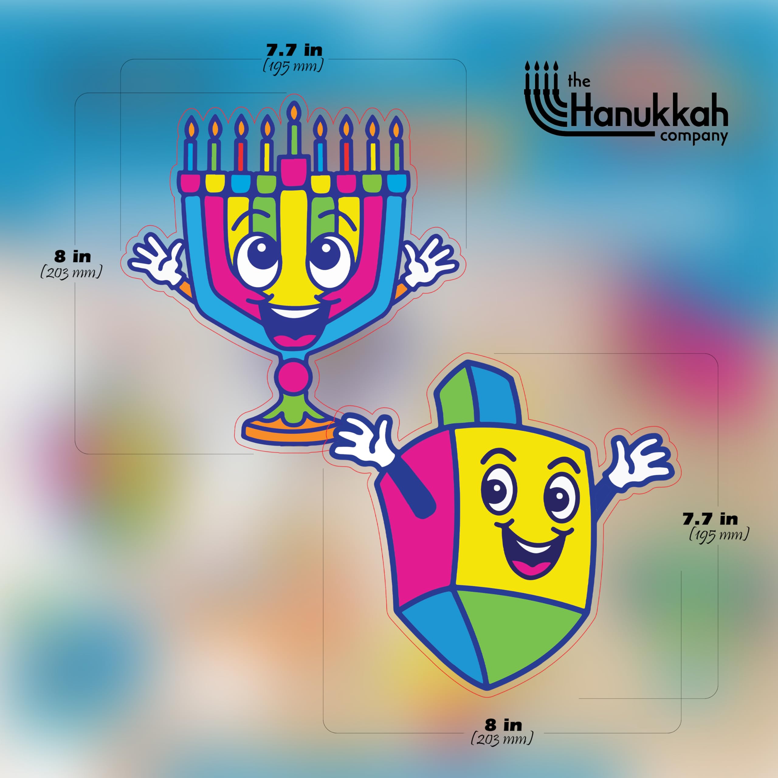 Izzy 'n' Dizzy Hanukkah Swirl Decorations, 8 Foil Swirls with 8 Hanukkah Cutouts, Menorah, Dreidel and Gelt Decorations - Multicolored