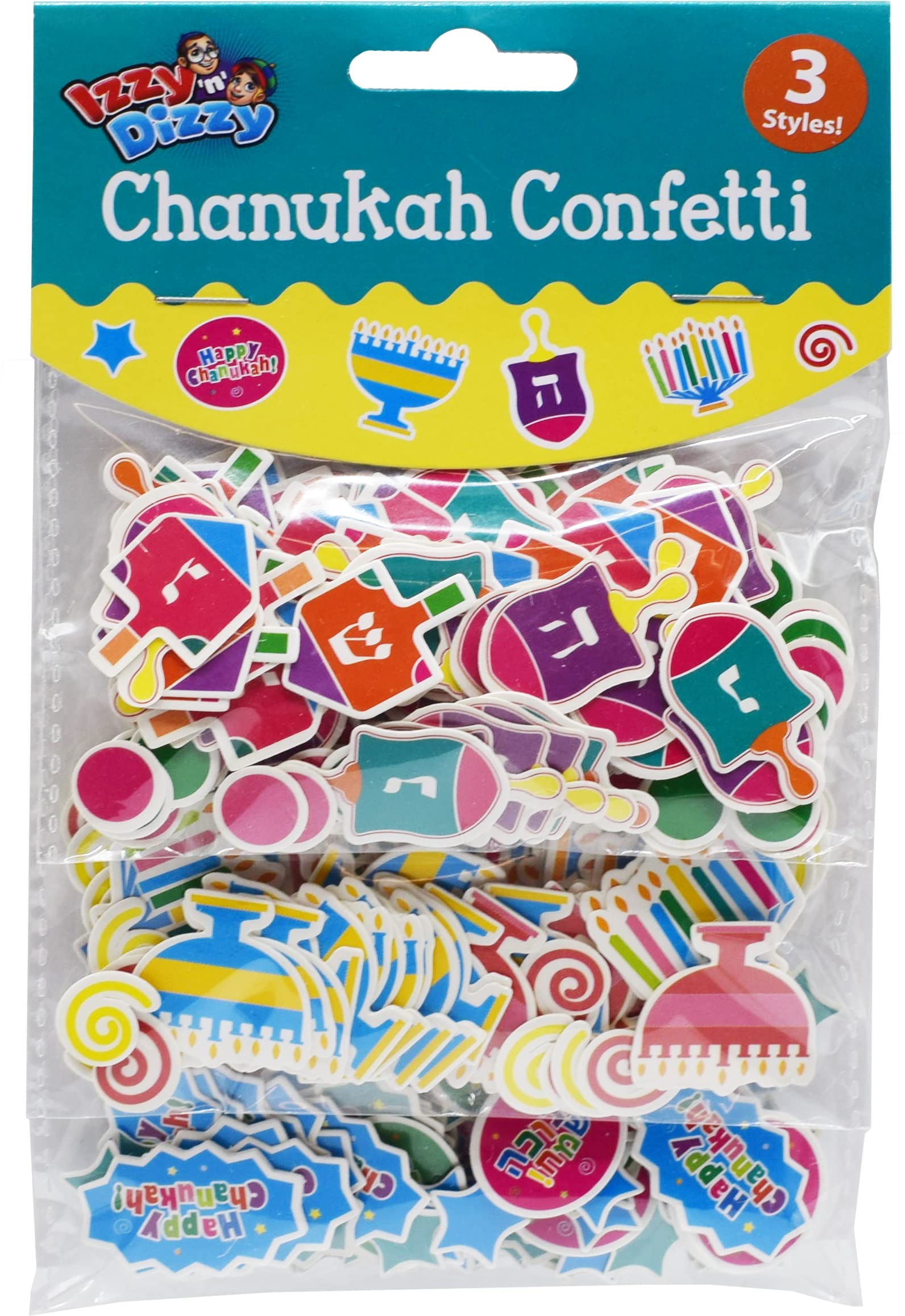 Hanukkah Confetti - 3 Styles: Menorahs, Dreidels and Happy Confetti - Hanukkah Party Decorations and Supplies by Izzy 'n' Dizzy