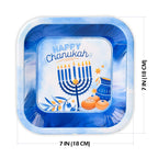 Izzy 'n' Dizzy Hanukkah Plates - 7 Inch - 10 Pack - Hanukkah Paper Goods - Blue and White Chanukah Themed Party Supplies