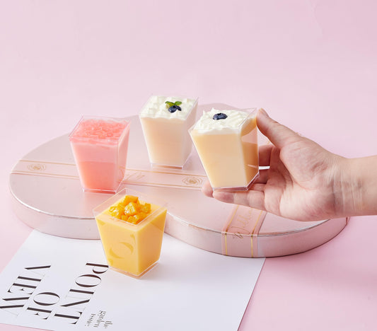 50 Pack 5 oz Mini Dessert Cups with Lids & Spoons – Reusable Parfait & Appetizer Cups, Clear Shooter Bowls – Ideal for Baby Shower, Small Parties, Tasting, Mousse, Pudding – BPA-Free & Recyclable