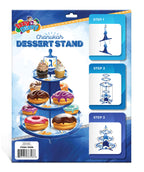 Izzy 'n' Dizzy Hanukkah Desssert Stand, Hanukkah Paper Goods, Blue and White Chanukah Themed Party Supplies - 3 Tier