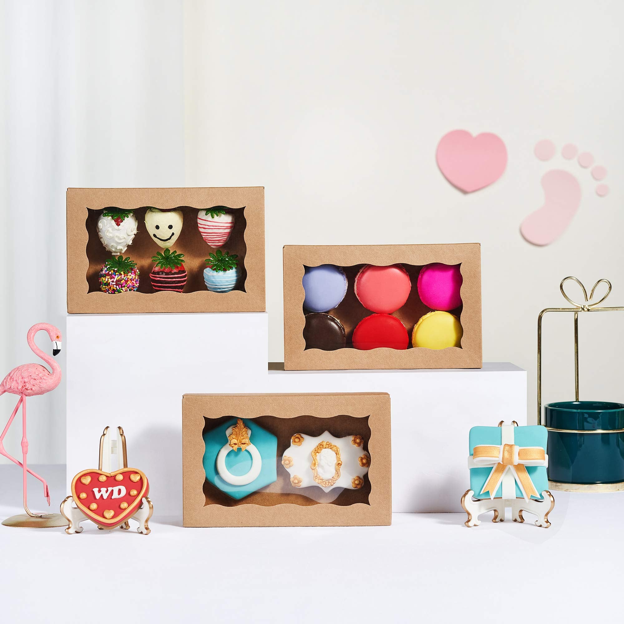 50 Pack DIY Assembly Brown 7 x 4 3/8 x 1½ inches Cookies Boxes