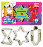 The Kosher Cook Hanukkah Stainless Steel Chanukah Cookie Cutters, 3 Piece Set