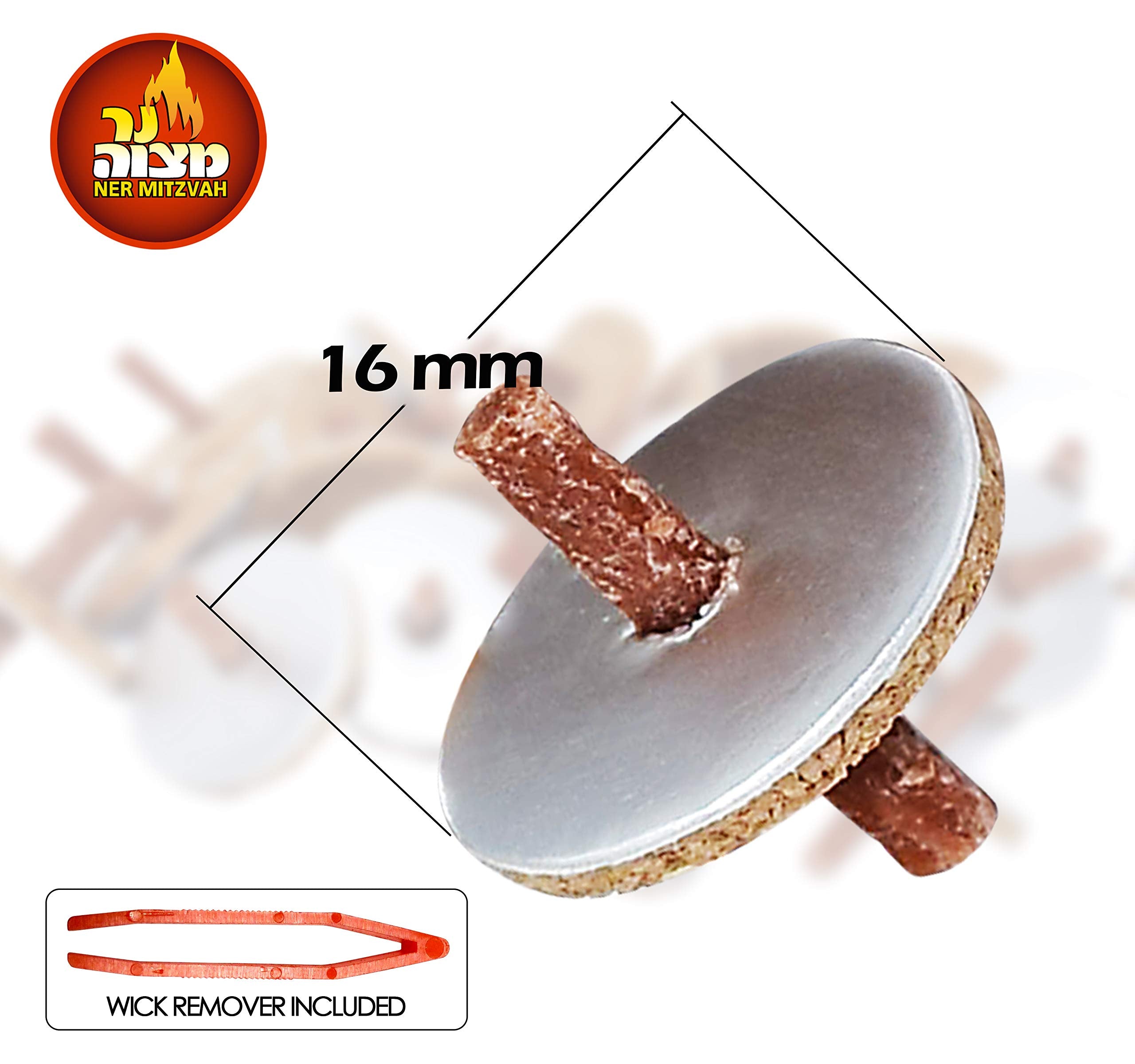 Ner Mitzvah Round Floating Wicks - 50 Count (Approx.), Cotton Wicks and Cork Disc Holders for Oil Cups - Bonus Wick Removal Tweezers