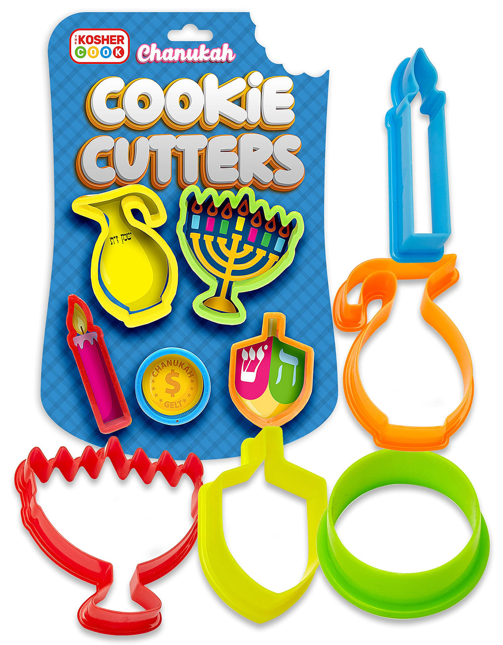 The Kosher Cook Hanukkah Plastic Chanukah Cookie Cutters, 5 Piece Set