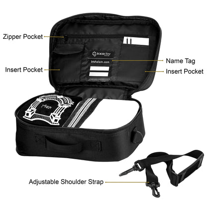 Tallit and Tefillin Bag with Carry Handle and Shoulder Strap - Judaica Tallit Prayer Shawl Travel Tote (Silver Print)