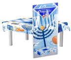 Izzy 'n' Dizzy Hanukkah Tablecloth Plastic - Hanukkah Paper Goods - 55" x 92" - Blue and White Chanukah Themed Party Supplies