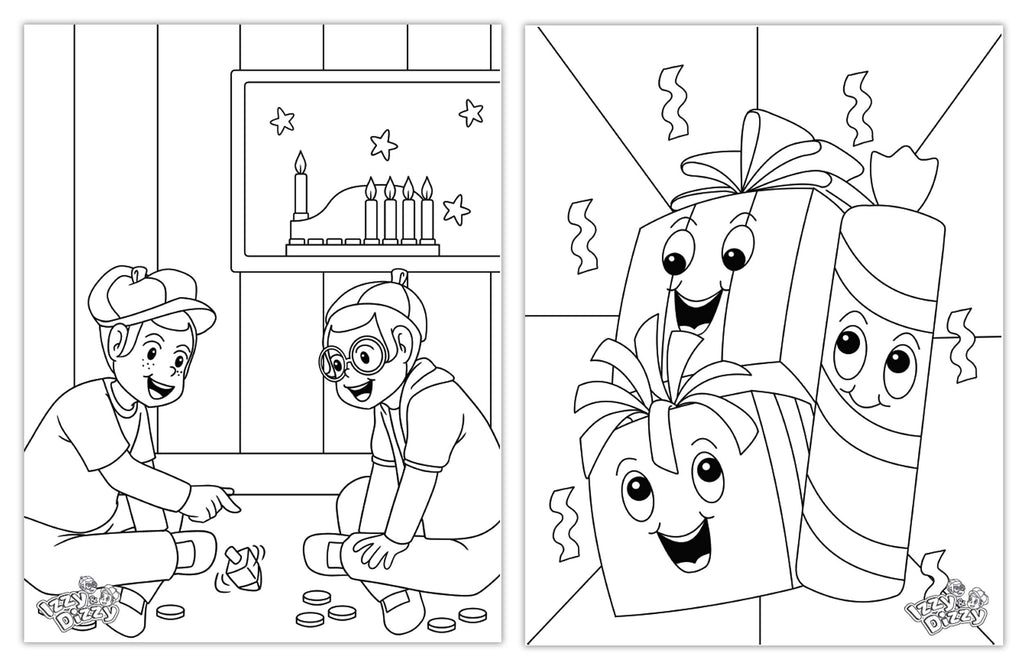 Izzy 'n' Dizzy Hanukkah Coloring Book - Great for Partys and Gifts- Chanuka Coloring Book - 24 Pages - 3 Pack