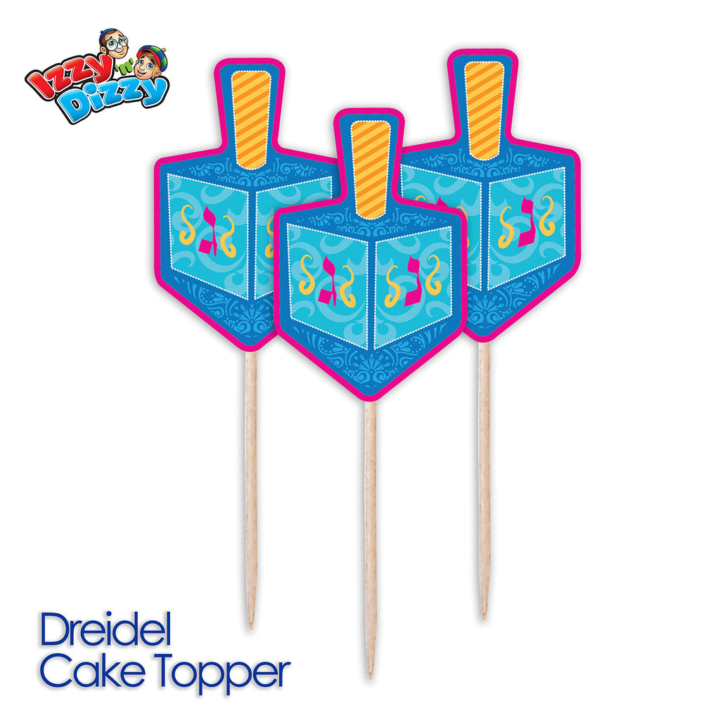 Izzy 'n' Dizzy Hanukkah Dreidel Cake Toppers and Paper Goods (Pack of 20)