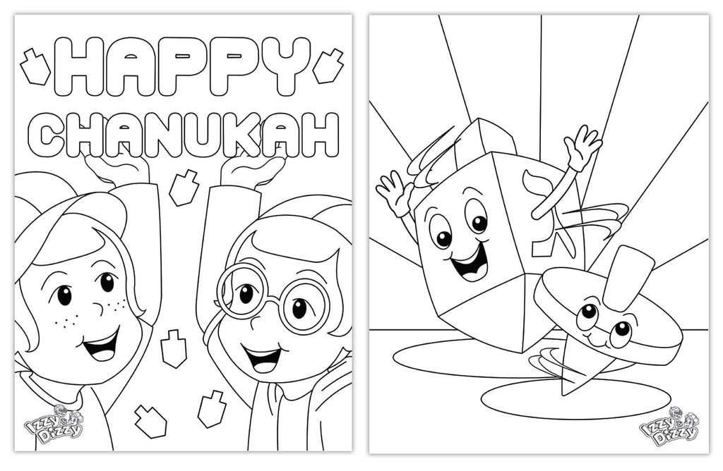 Izzy 'n' Dizzy Hanukkah Coloring Book - Great for Partys and Gifts- Chanuka Coloring Book - 24 Pages - 3 Pack