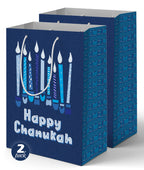 The Hanukkah Company Hanukkah Gift Bags - 2 Pack Hannukah Design Large Blue Gift Bag - 12 Inch x 15 Inch Chanukah Gifts Bags