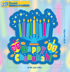 Hanukkah Window Cling - 3D Silicone Decorated Happy Chanuka Window Cling - Hanukkah Décor - Holiday Party Decoration