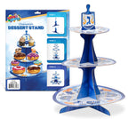 Izzy 'n' Dizzy Hanukkah Desssert Stand, Hanukkah Paper Goods, Blue and White Chanukah Themed Party Supplies - 3 Tier