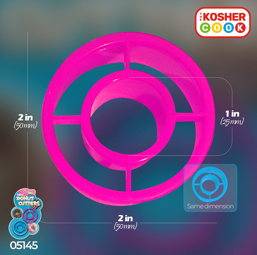 The Kosher Cook Mini Hanukkah Plastic Donut Cookie Cutter, 2 Piece Set