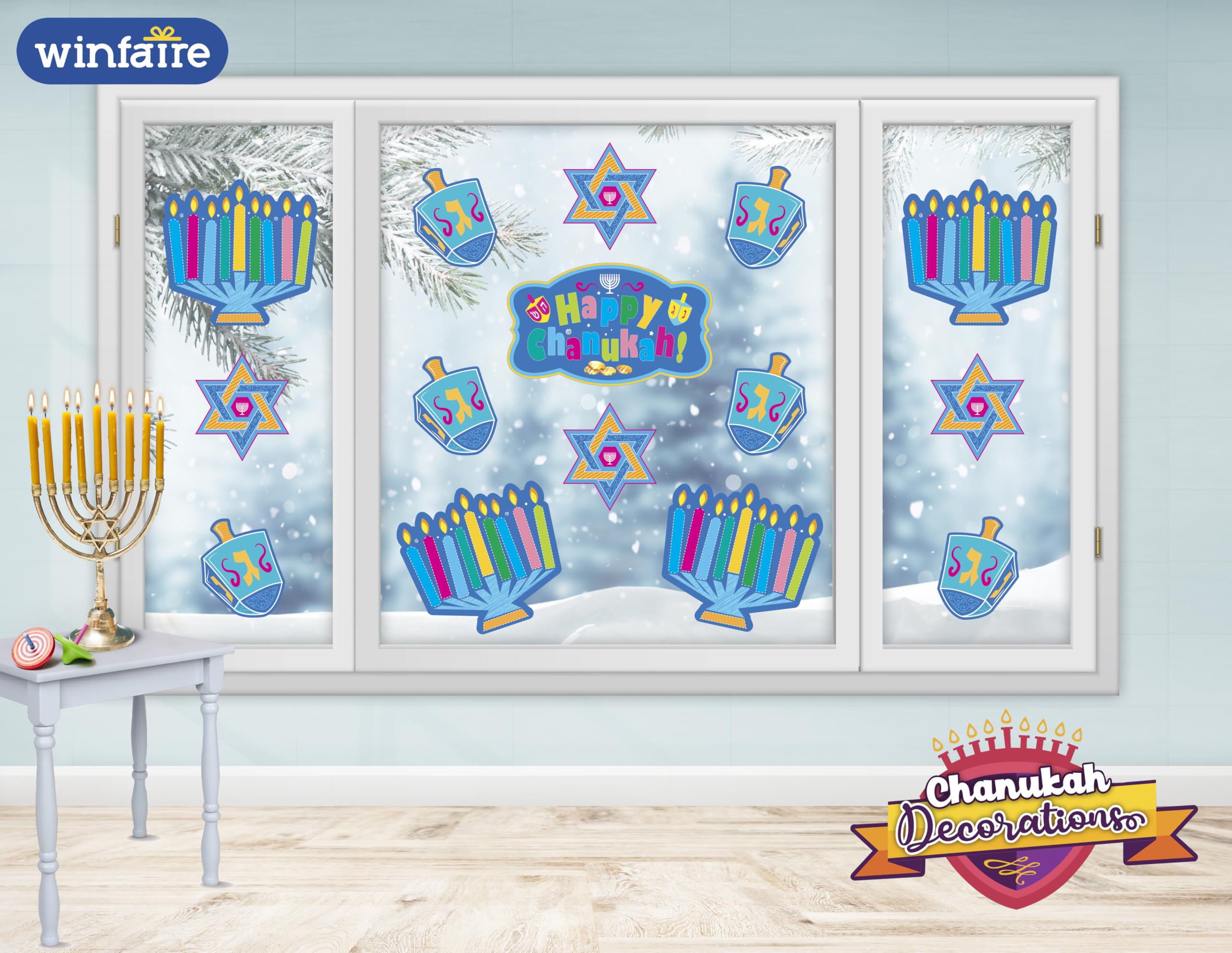 Izzy 'n' Dizzy Hanukkah Cutouts, Happy Hanukkah and Happy Chanukah Holiday Party Decoration (34 Piece)