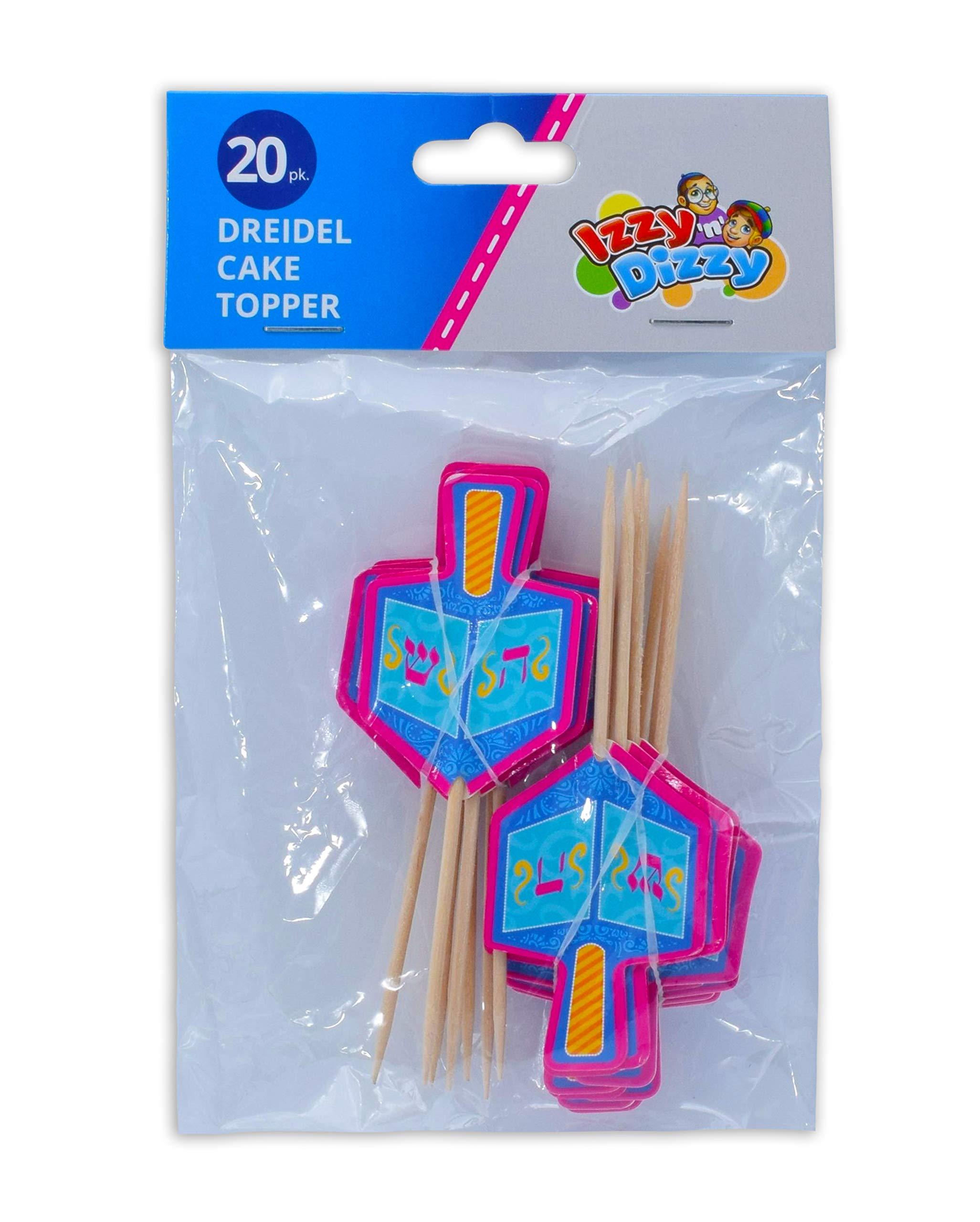 Izzy 'n' Dizzy Hanukkah Dreidel Cake Toppers and Paper Goods (Pack of 20)