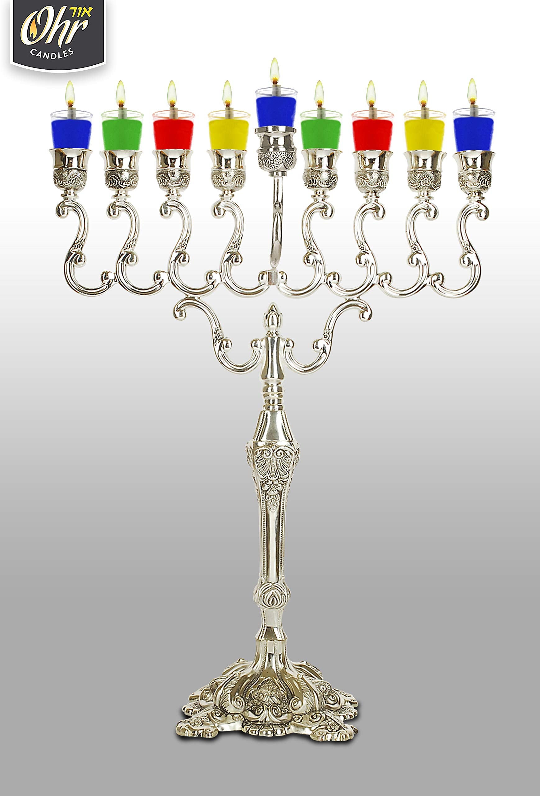 OHR CANDLES Pre - Filled Colored Menorah Oil Cup Candles, Hanukkah EZ Lights, 100% Olive Oil with Cotton Wick in Plastic Cup, Medium (Pack of 44) - Burns Approx, 1/2 Hrs