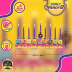 Ner Mitzvah Hand Painted Resin Chanukah Menorah - Theme Menorahs for Chanukah - Donuts for Hanukkah Menorah for Kids