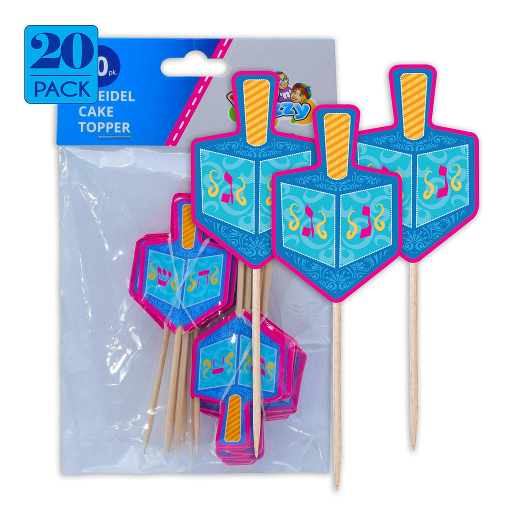 Izzy 'n' Dizzy Hanukkah Dreidel Cake Toppers and Paper Goods (Pack of 20)