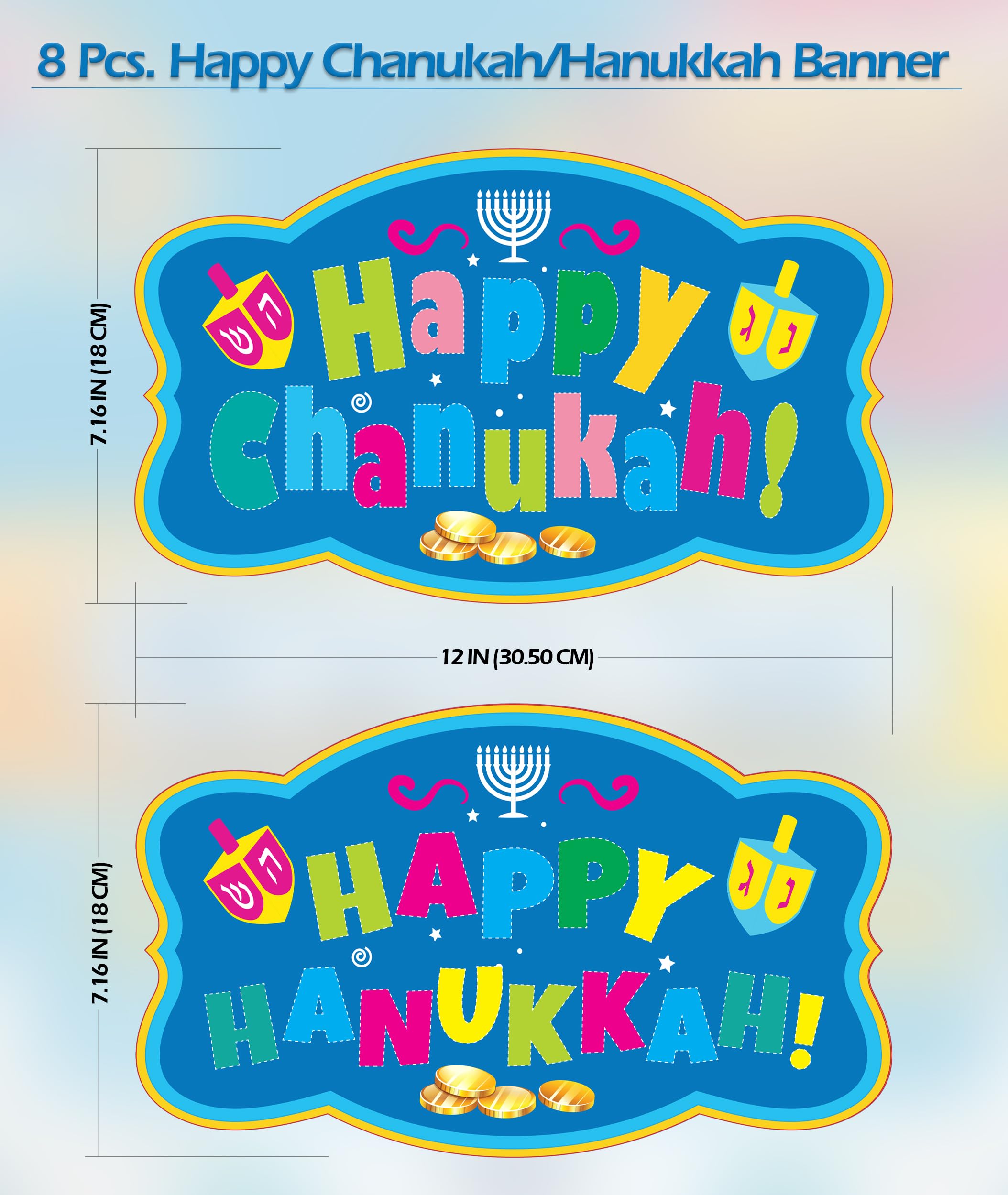 Izzy 'n' Dizzy Hanukkah Cutouts, Happy Hanukkah and Happy Chanukah Holiday Party Decoration (34 Piece)