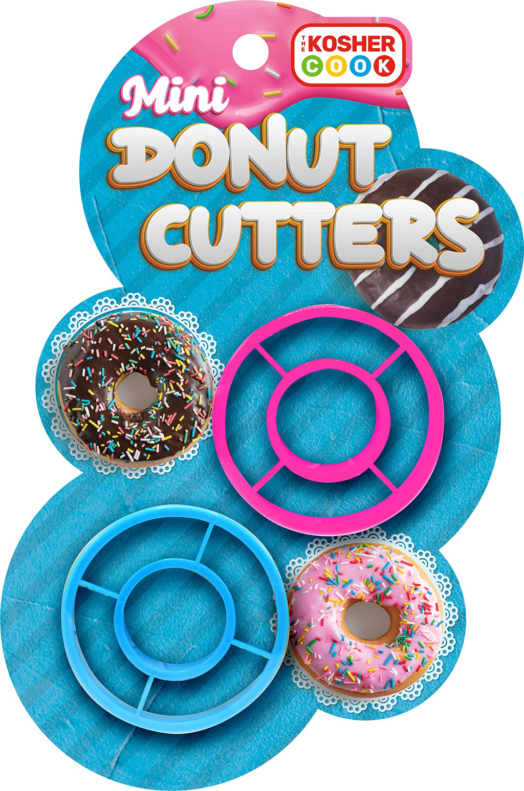 The Kosher Cook Mini Hanukkah Plastic Donut Cookie Cutter, 2 Piece Set