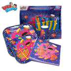 Izzy 'n' Dizzy Hanukkah Paper Goods Set - Plates, Cups, Napkins and Tablecloth, Mega Pack (Serves 8)