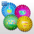 Hanukkah Paper Fan Decoration - 16 Pack - Menorahs, Dreidels, Happy Chanuka and Chanukah Sameach - Hanukkah Party Decorations and Supplies - Izzy 'n' Dizzy