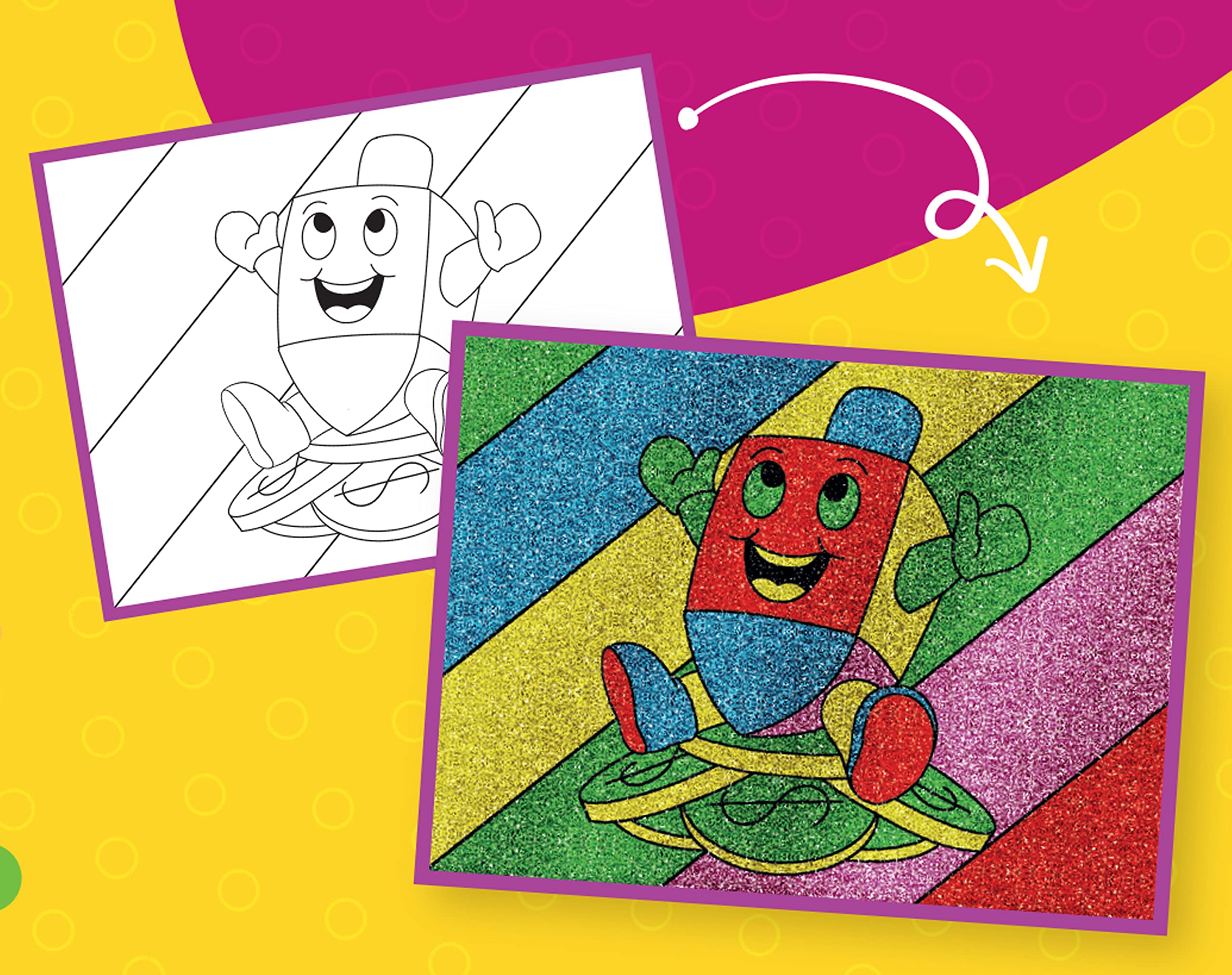 Izzy 'n' Dizzy Chanukah Sand Art Kit - Includes 8 Colored Sand Packs, 1 Poster - 7" x 6" - Hanukkah Arts and Crafts - Gifts and Games