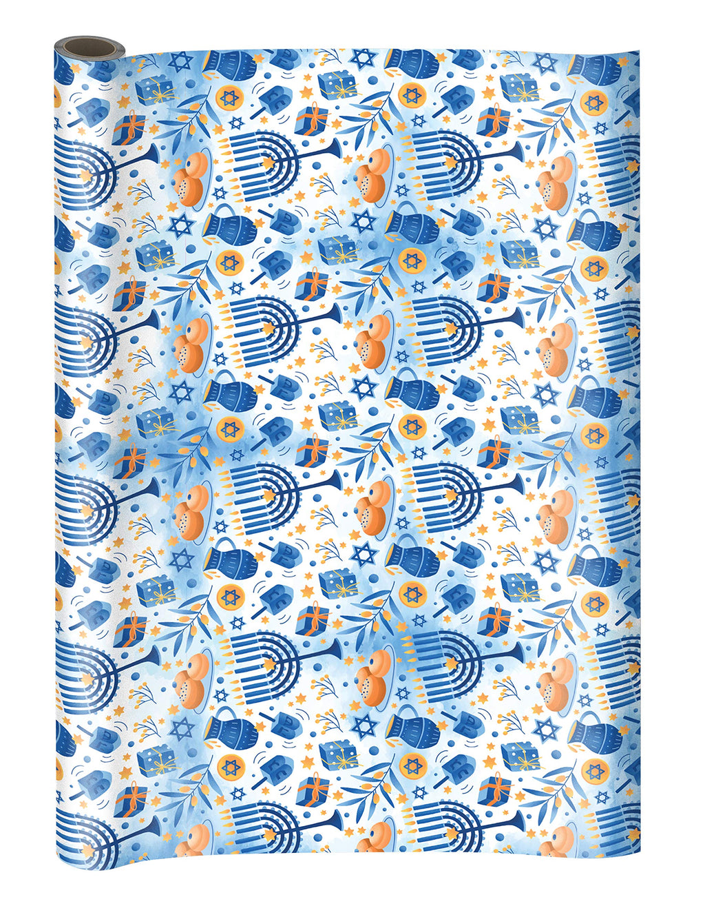 Izzy 'n' Dizzy Hanukkah Wrapping Paper - Extra Wide Blue Gift Wrap - 30 Inch x 144 Inch - Hanukkah Gift Wrap - Light Print