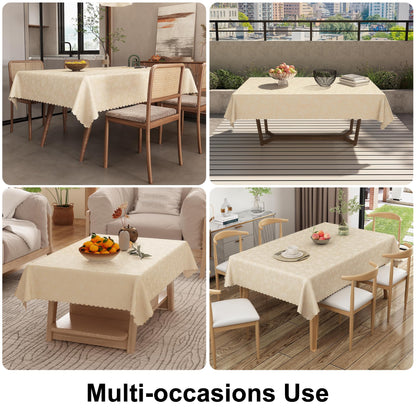 Smiry Rectangle Table Cloth, Waterproof Heavy Duty Vinyl Tablecloths, Wipeable Washable Table Cover for Kitchen and Dining Room (Beige, 60" X 84")
