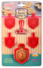 The Kosher Cook Hanukkah Cookie Cutters and Stamp Set, Plastic Chanukah Cookie Cutters and Stamping Kit, 6 Piece Set
