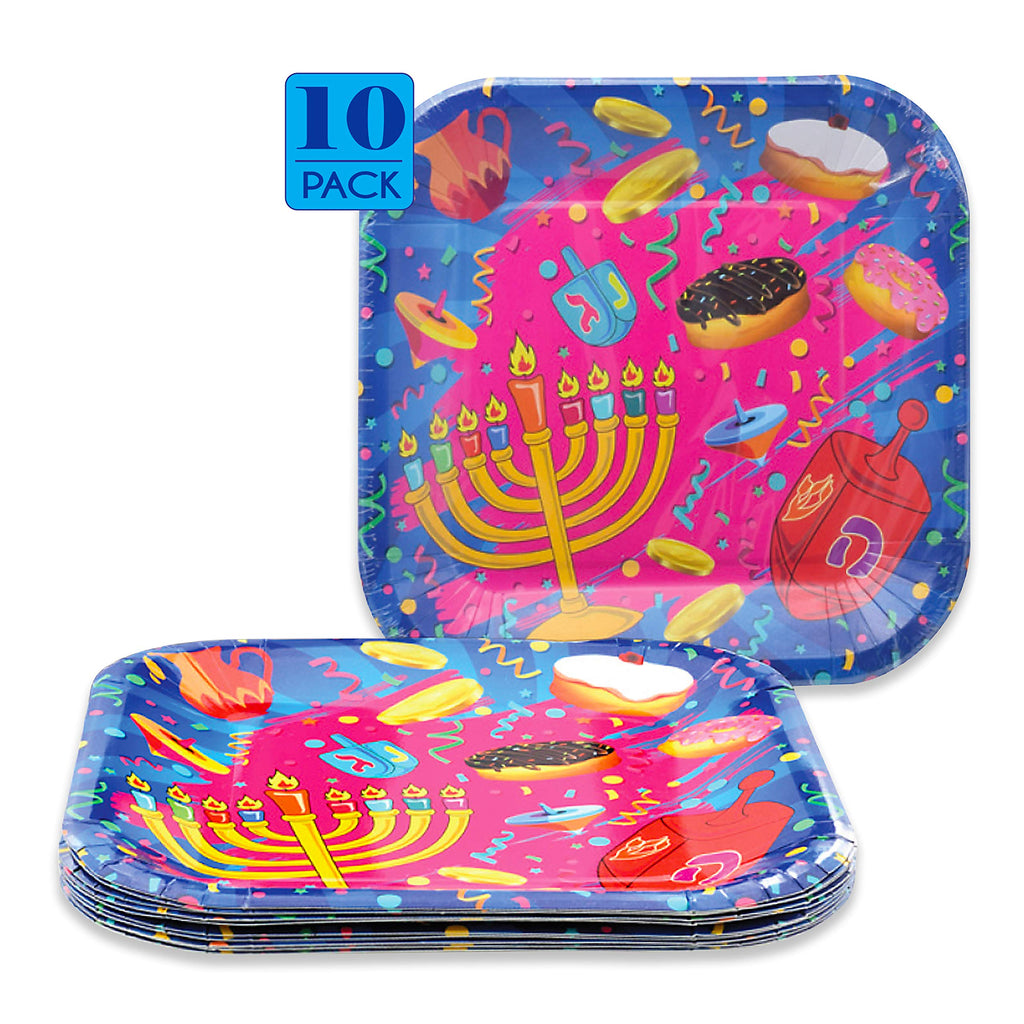 Izzy 'n' Dizzy Hanukkah Plates - Chanukah Paper Goods - 7 Inch - Serves 10